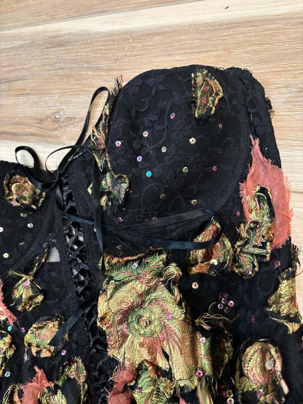 Vintage Alberto Makali Floral Lace and Embroidery Corset Bustier Top Silk Blend - Picture 4 of 10